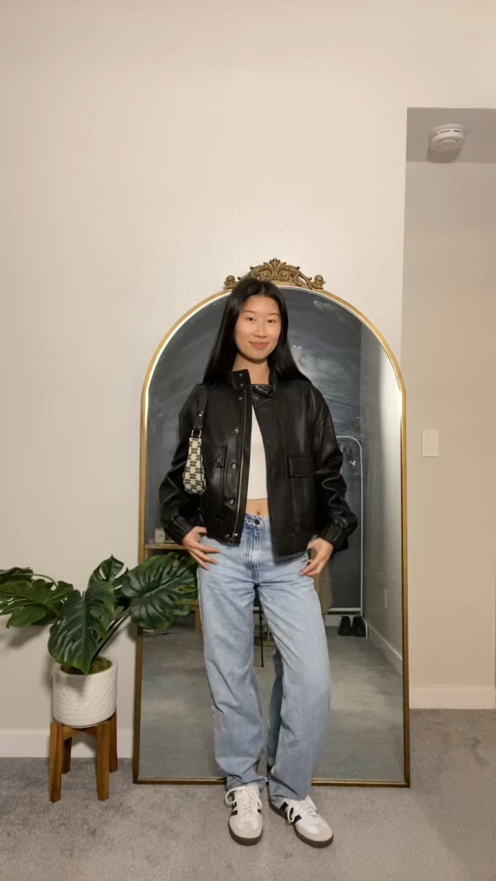 leather jacket outfit inspo

#LTKstyletip #LTKSeasonal #LTKVideo
