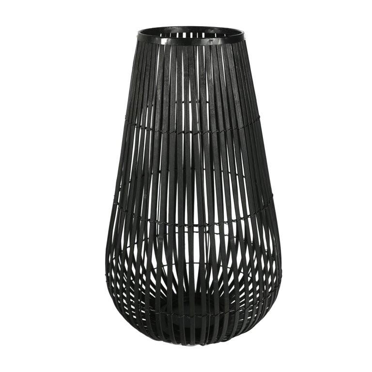 Tear Drop Shaped Open Caged Metal Frame Lantern with Weaving, Large, Black | Walmart (US)