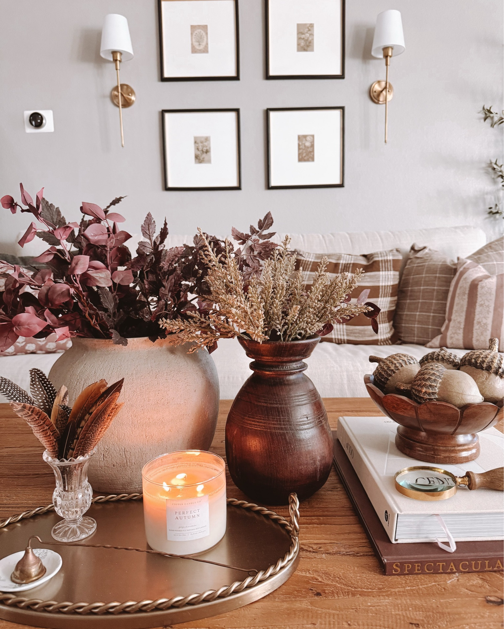 A little sprinkle of Fall and I am happy to report, I have not purchased any new Fall decor this year (other than a few @coppercandleco candles) and don’t plan on it. I’m keeping it light and simple too. I think this is a good start! 
Fall is my favorite season but since moving to the desert three years ago, it just doesn’t feel the same. I miss real Fall weather and watching the leaves turn. I miss real pumpkin patches and all of the cute Fall outfits! 

Do you have a real Fall and do you go all out with decorations?

#falldecor #tablestyling #coffeetabledecor #neutralfalldecor coffeetablestyling