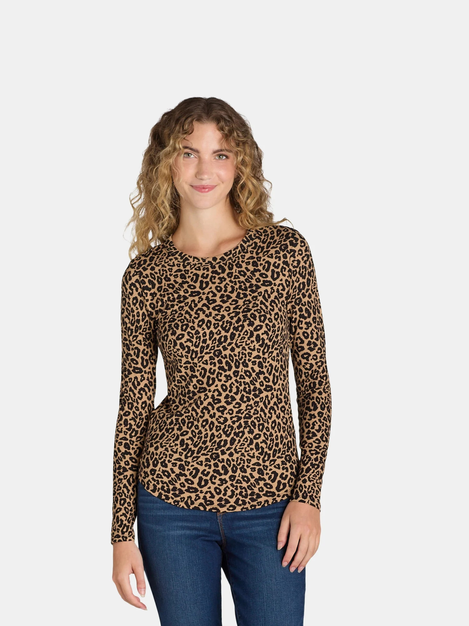 No Boundaries Ribbed Crewneck Tee with Long Sleeves, 1 or 2-Pack, Women's | Walmart (US)