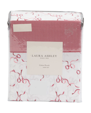 Cotton Percale Bows Print Sheet Set | TJ Maxx