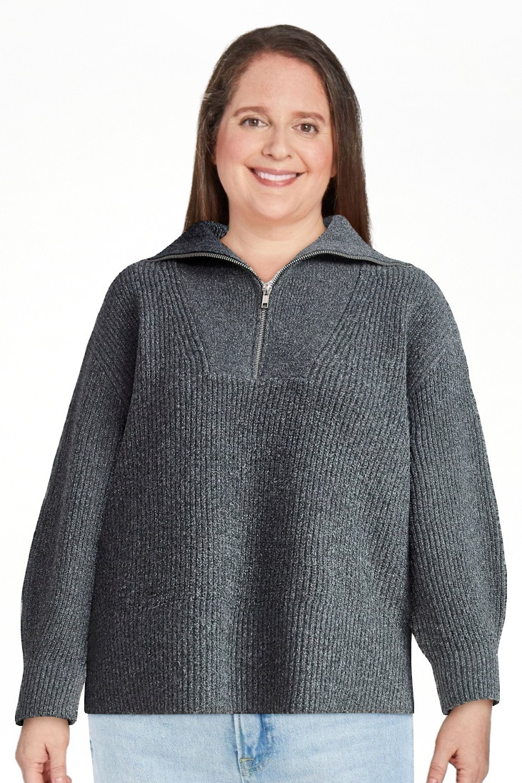 Free Assembly Women's and Women's Plus Half Zip Sweater with Long Sleeves, Midweight, Sizes XS-4X | Walmart (US)