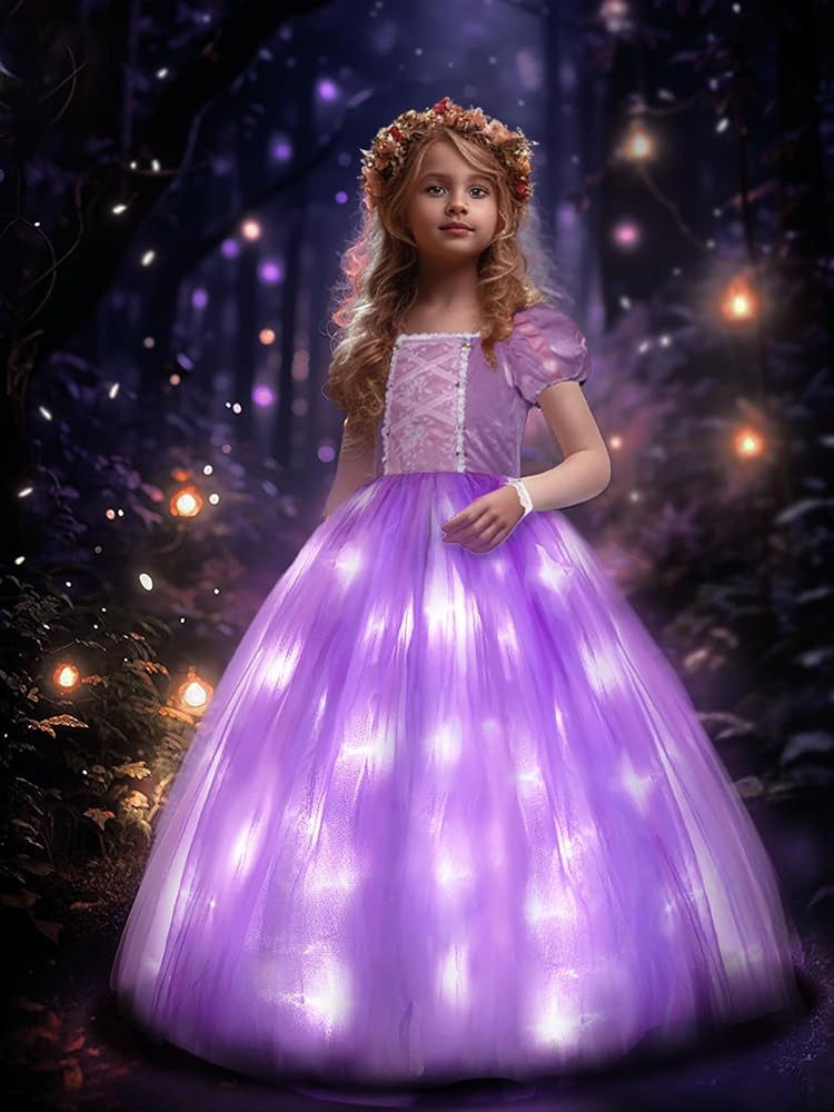 Light Up Purple Princess Dress Costumes for Girls Kids Toddler Halloween Christmas Birthday Dress... | Amazon (US)