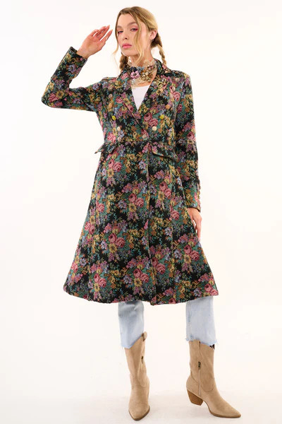 Enchanted Nature Jacquard Coat | Aratta LLC