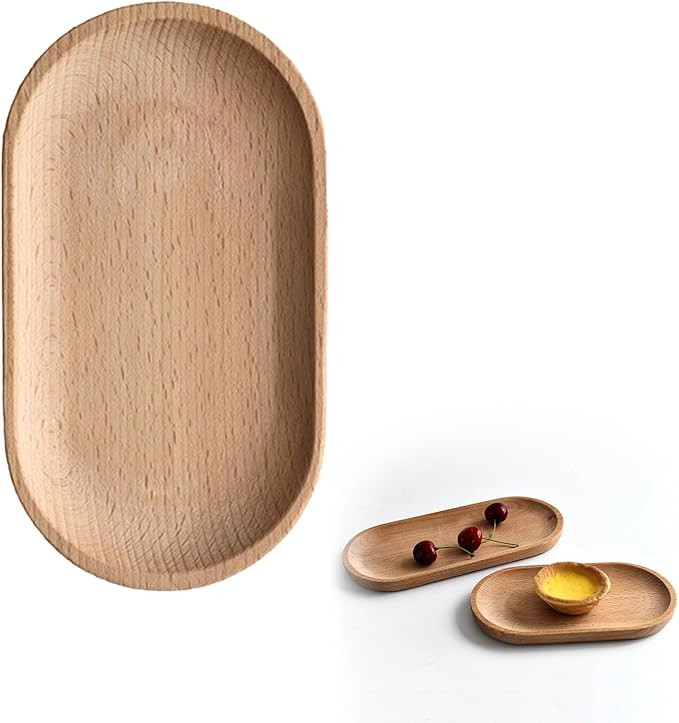 Plateau en Hêtre, Ovale, à Thé, de Service, en Bambou, Naturel, pour Service, 18x10x1.5cm, 1 P... | Amazon (FR)
