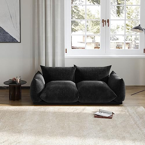 JACH Modern Love Seat Couch, Chenille Couch Deep LoveSeat Couches with Thick Cushion, 77" Plush Sofas Furniture for Small Spaces, Living Room, Bedroom, Office, Apartment, Black | Amazon (US)