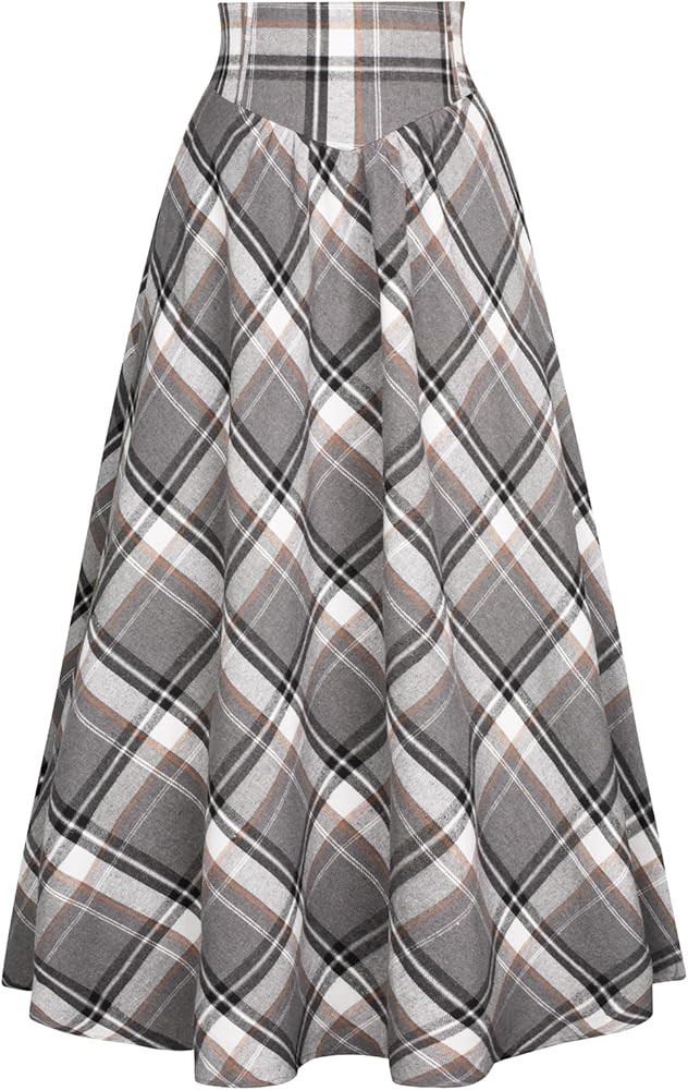 Scarlet Darkness Victorian Skirts for Women Plaid Maxi High Waist Long Skirt | Amazon (US)