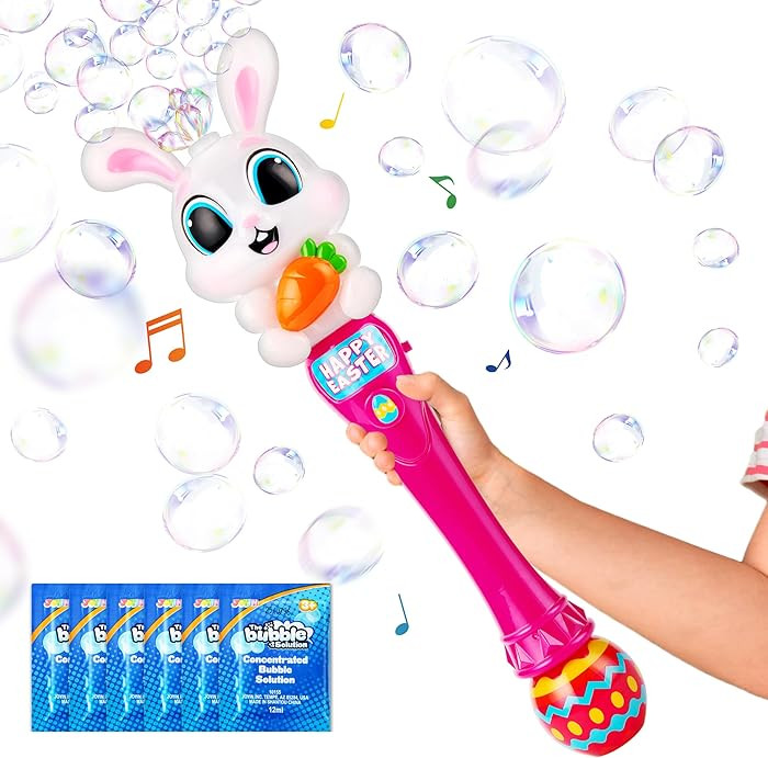 Sloosh Easter Bunny Bubble Wand for Kids Ages3+, Light Up Automatic Bubble Maker with LED & Sound... | Amazon (US)