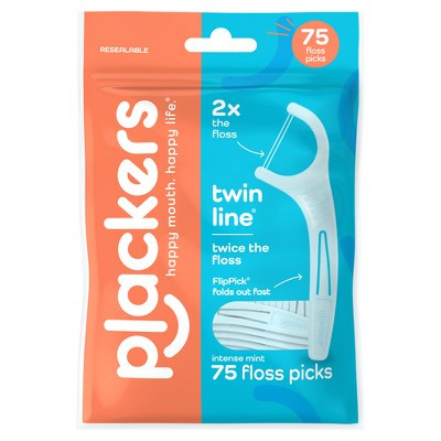 Plackers Twinline Dental Floss Picks - 75ct: Mint, 1 Inch Length | Target