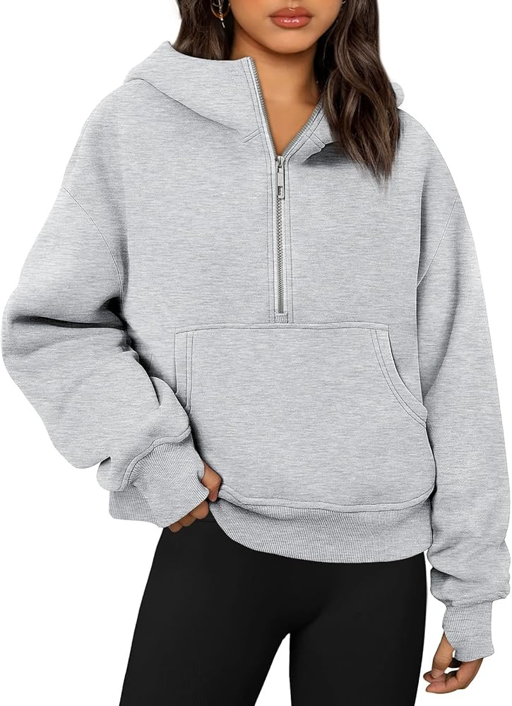 Trendy Queen Womens Hoodies Quarter Zip Pullover Oversized Sweatshirts Half Zip Pullover With Poc... | Amazon (US)