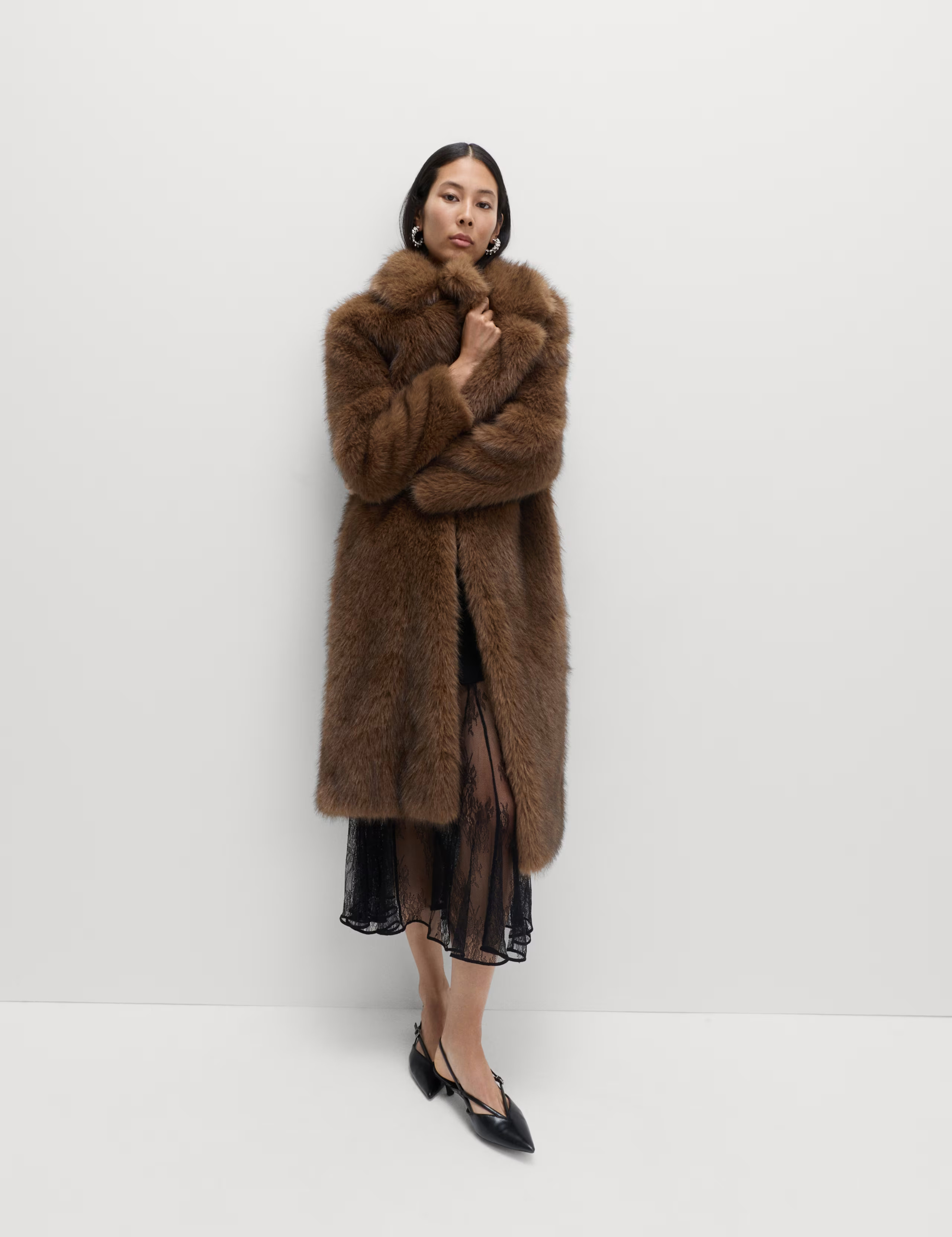 Faux Fur Single Breasted Longline Coat | Marks & Spencer (UK)