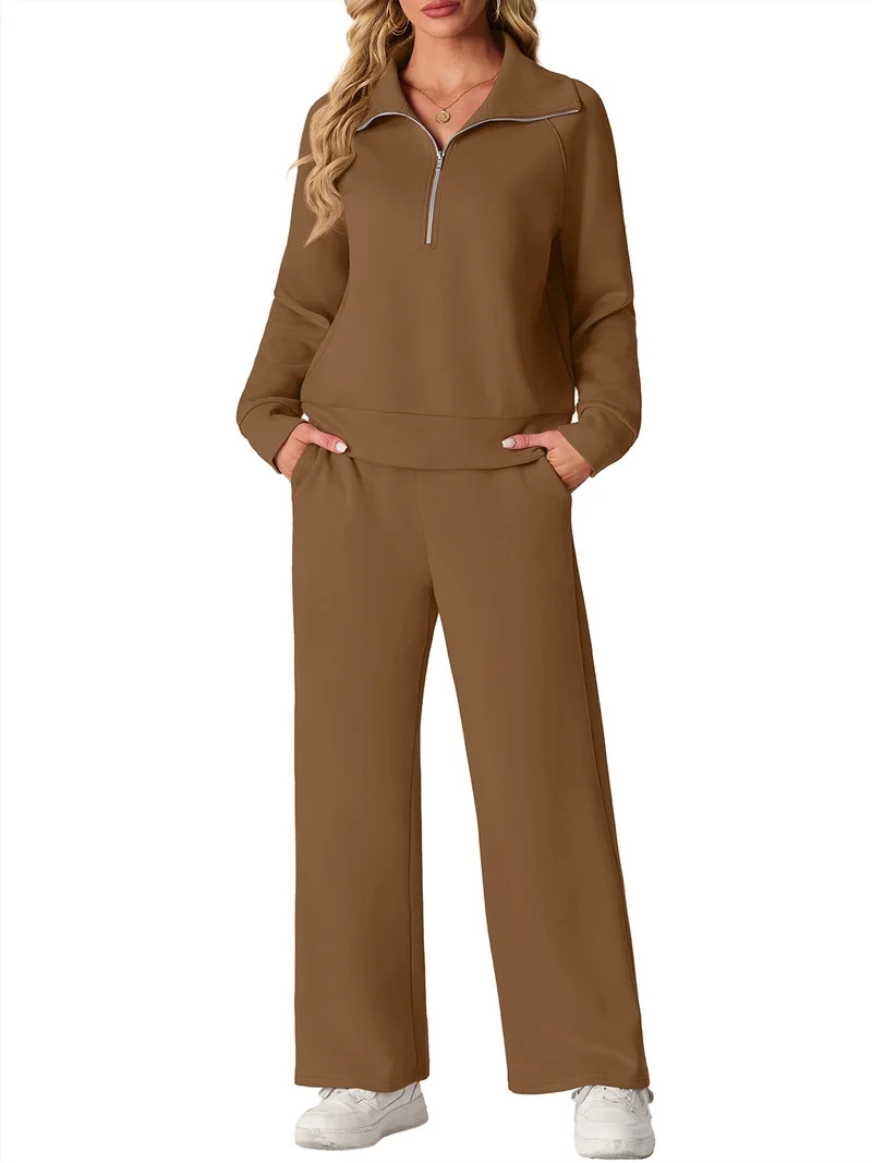 Cueply Two Piece Sets for Women Outfits Sweatsuits Long Sleeve Sweatshirts Sweatpant Lounge Set w... | Walmart (US)
