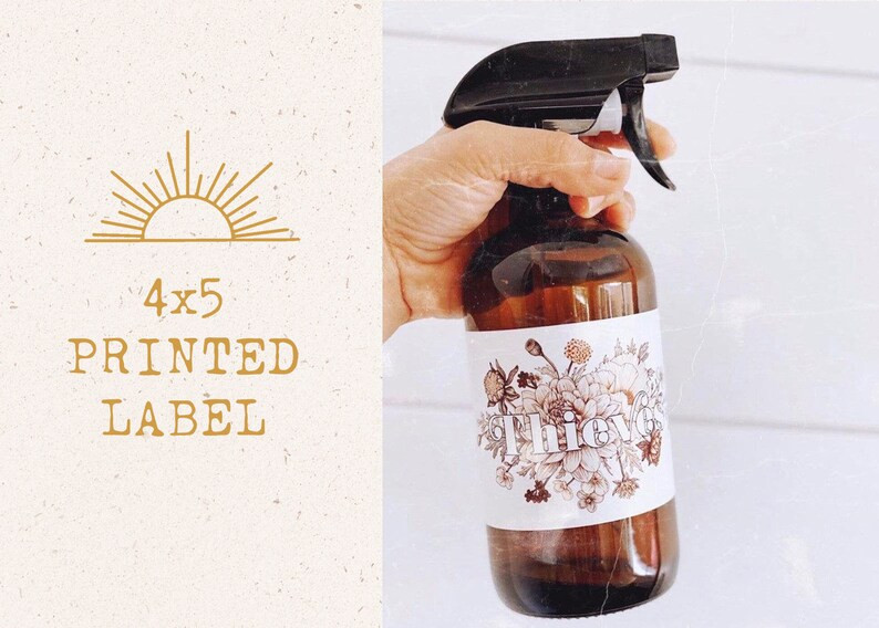 Thieves Household Cleaner Label, Floral Bohemian Label, Oil Sticker, Printed Essential Oil Label | Etsy (US)