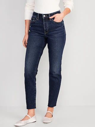 High-Waisted Button-Fly OG Straight Cut-Off Ankle Jeans for Women | Old Navy (US)