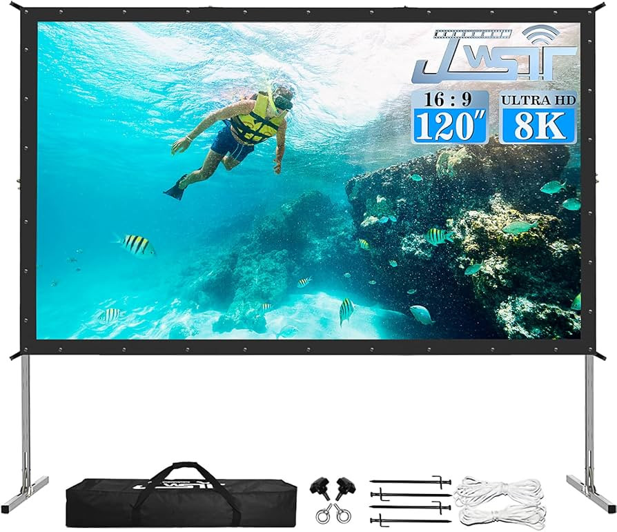 Projector Screen Outdoor,JWSIT 120 inch Outdoor Movie Screen-Upgraded 3 Layers PVC 16:9 Outdoor P... | Amazon (US)