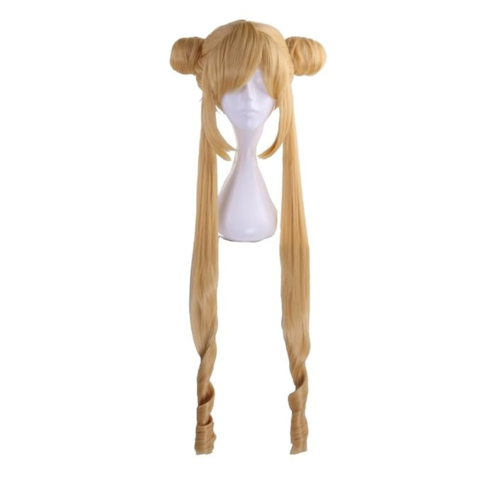 Anime Blonde Yellow Cosplay Wig with Buns and Two Long Ponytails (Blonde) | Amazon (US)