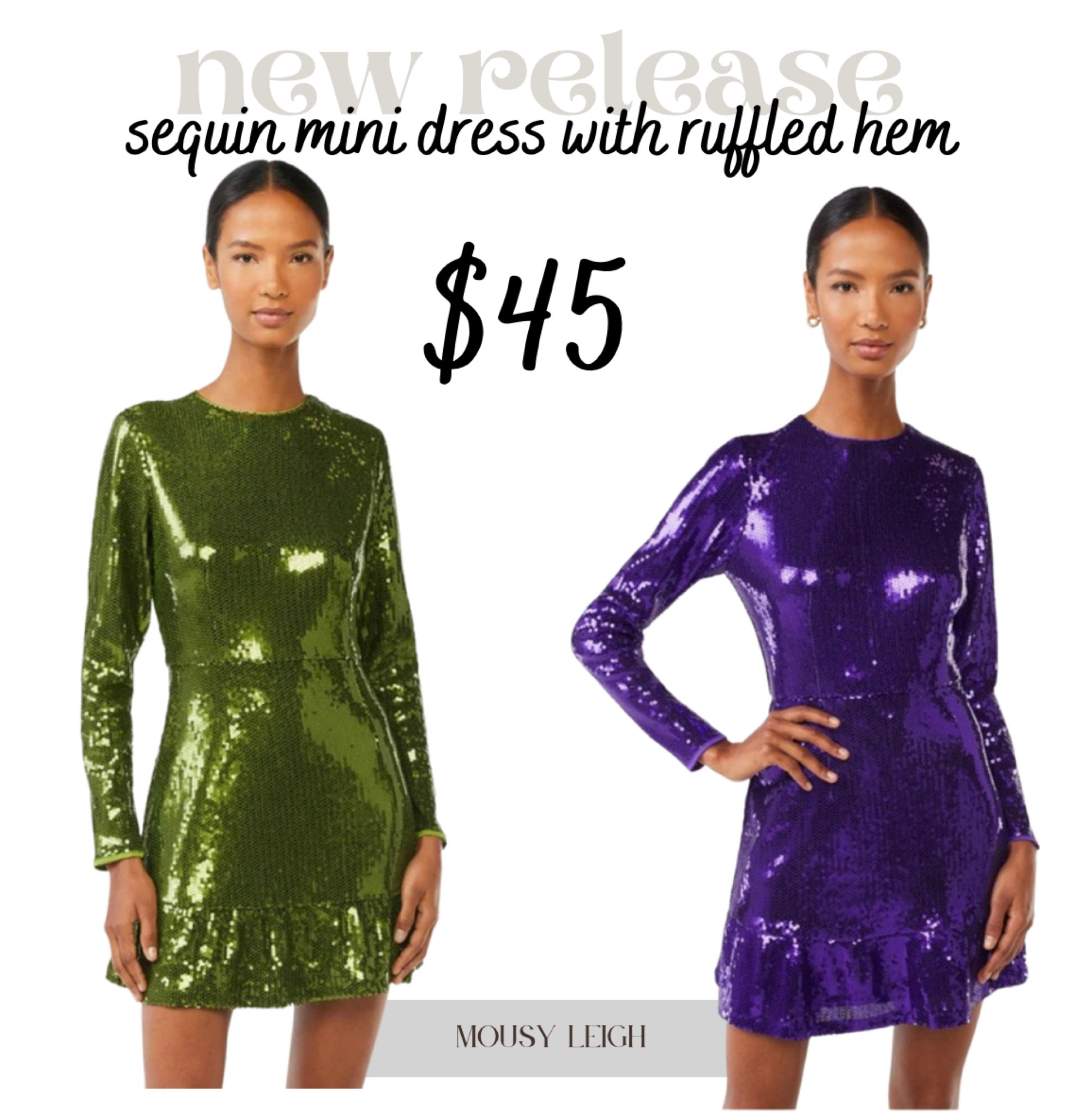 Scoop Women's Sequin Mini Dress with Ruffled Hem 