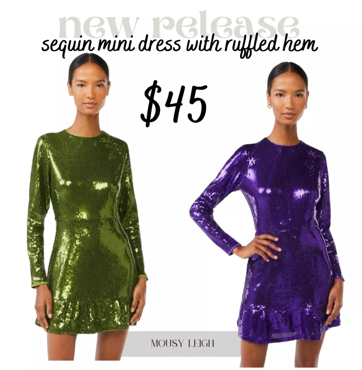 Scoop Women's Sequin Mini Dress with Ruffled Hem