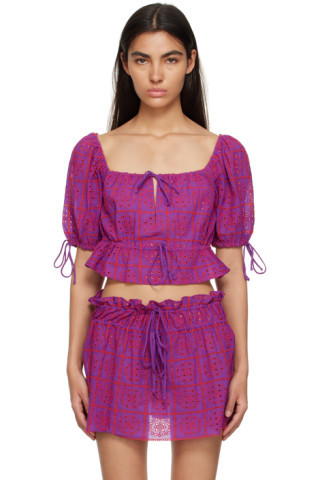 Purple Cropped Blouse | SSENSE