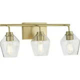 New Avec Adalyn Collection Farmhouse 3-Light Champagne Bronze Vanity Light with Clear Glass Shade... | Walmart (US)