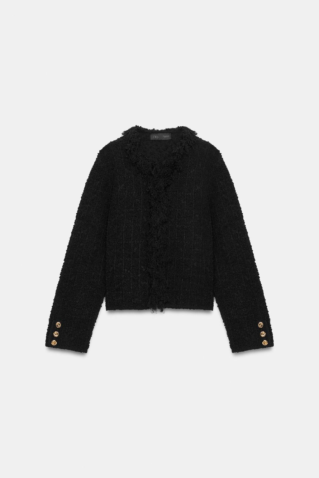 STRUCTURED FRINGED CARDINGAN | Zara US