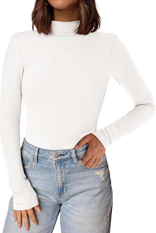 PRETTYGARDEN Women's Turtleneck Long Sleeve Shirts 2025 Fall Basic Tees Ribbed Fitted Tops Therma... | Amazon (US)