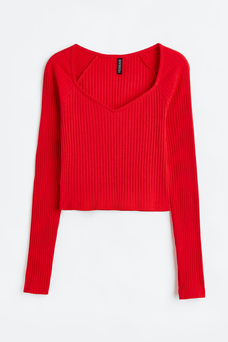 H & M - Rib-knit Top - Red | H&M (US + CA)