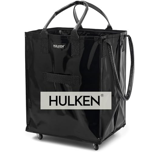 HULKEN - Large Black, Reusable Grocery Bag On Wheels, Holds 66 lb | Amazon (US)