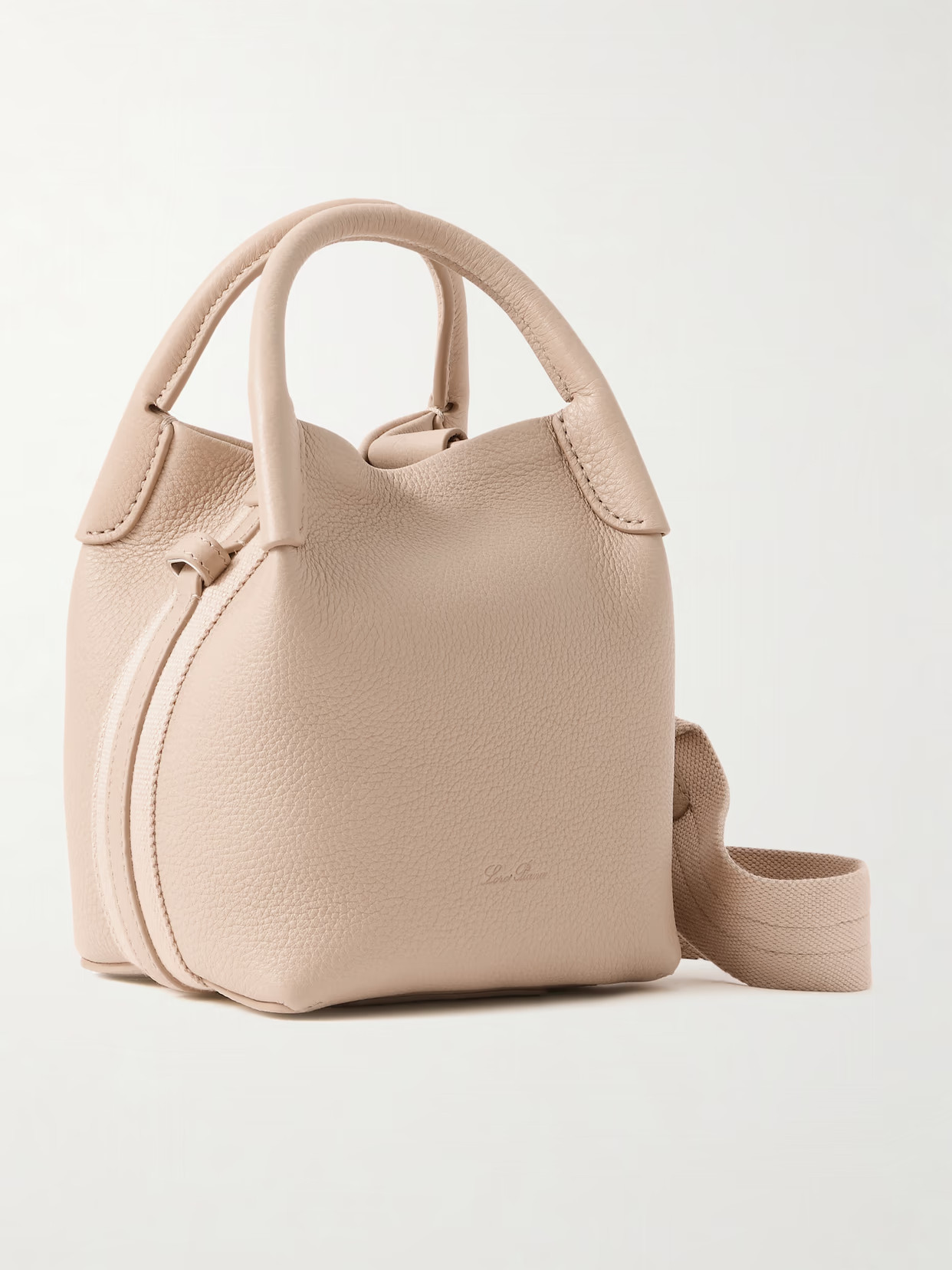 Loro Piana - Bale Grosgrain-trimmed Textured-leather Shoulder Bag - Neutrals | NET-A-PORTER (US)