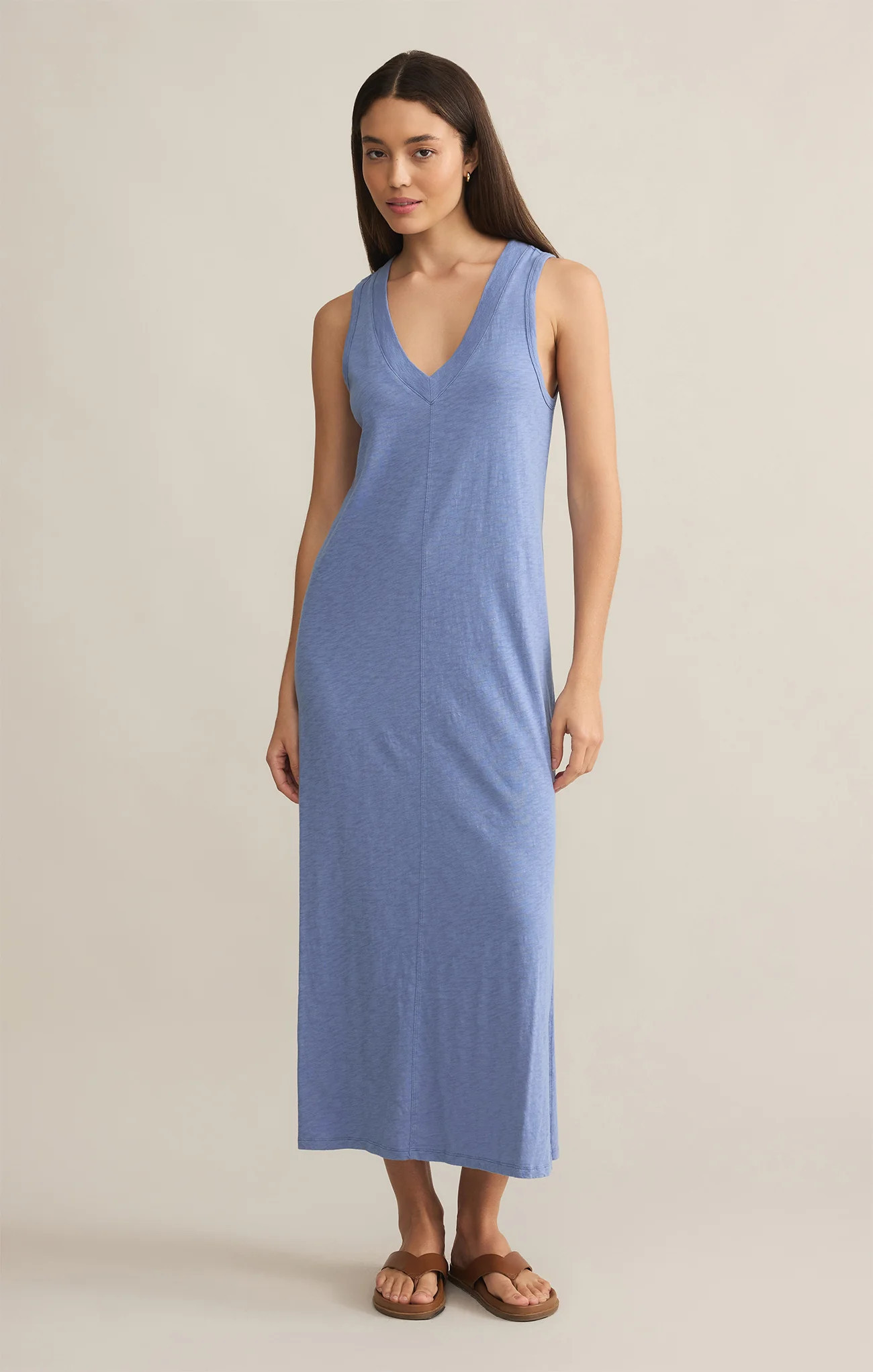 Z SUPPLY Women's Coastline Cotton Jersey Midi Dress, Sky Blue, Medium | Z Supply