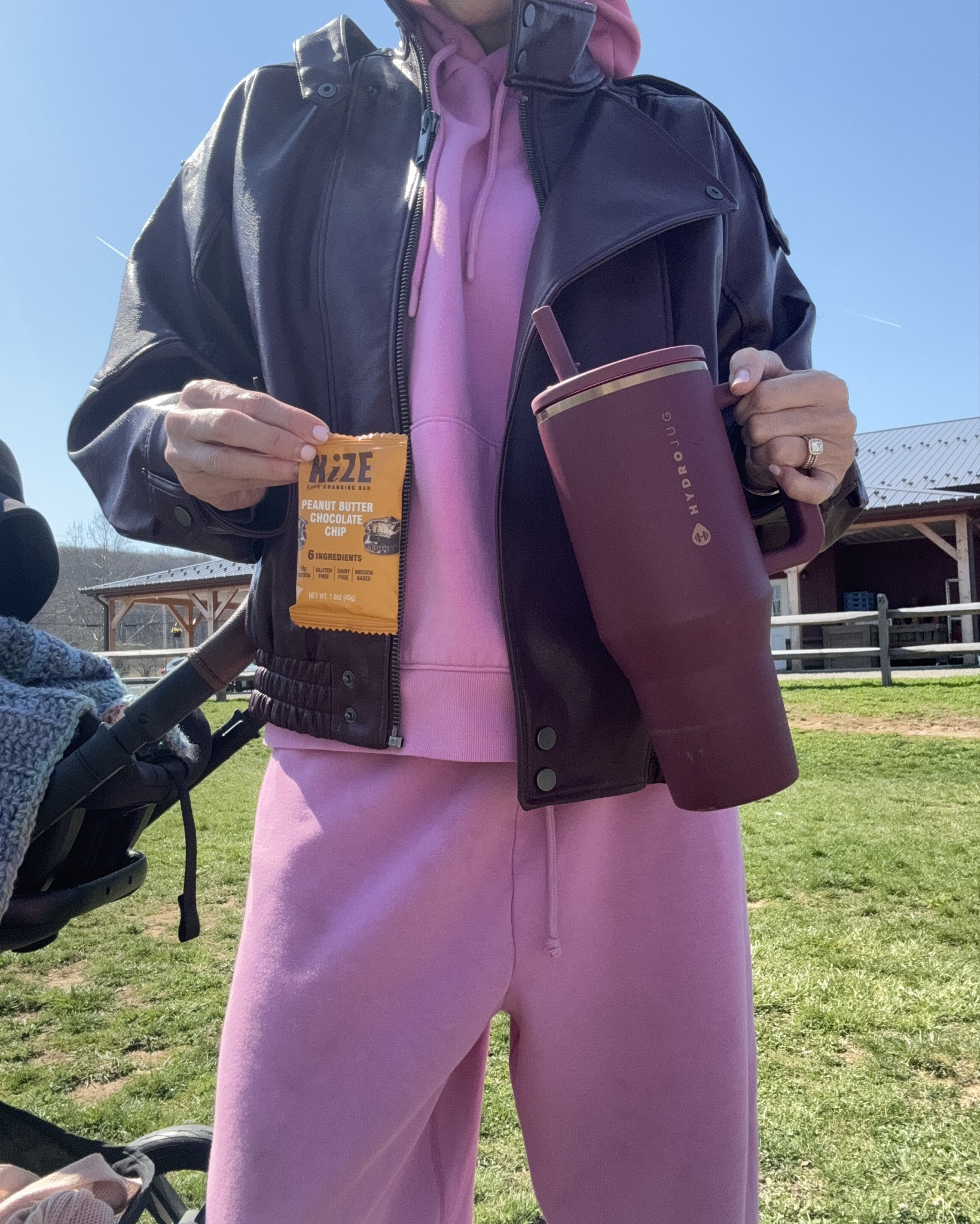My favorite protein bar and water container for on the go. Live for a matching sweat set and an oversized funnel neck faux leather jacket!

#LTKootd #LTKmomlife #LTKfoodie