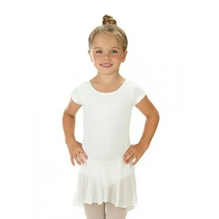 Elowel Girls Ruffle Short Sleeve Skirted Leotard White (size-12-14 ) | Walmart (US)