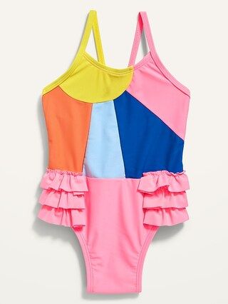 Ruffle-Trim Color-Blocked Swimsuit for Toddler Girls | Old Navy (US)
