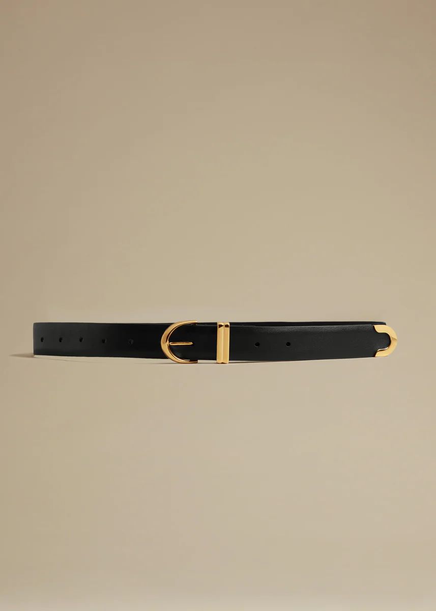 The Bambi Belt in Black Leather with Gold | Khaite