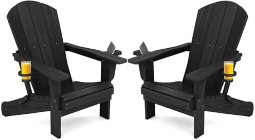 SERWALL HDPE Folding Adirondack Chair with Dual Cup Holder - Composite Adirondack Chair Set of 2-... | Amazon (US)