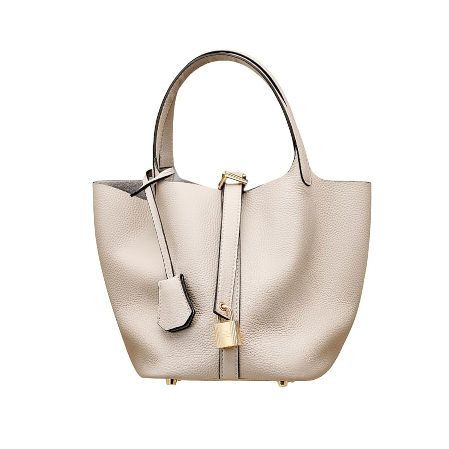 Genuine Leather Bucket Bag for Women - Textured Drawstring Closure Tote in Elegant Simplicity Gif... | Amazon (US)