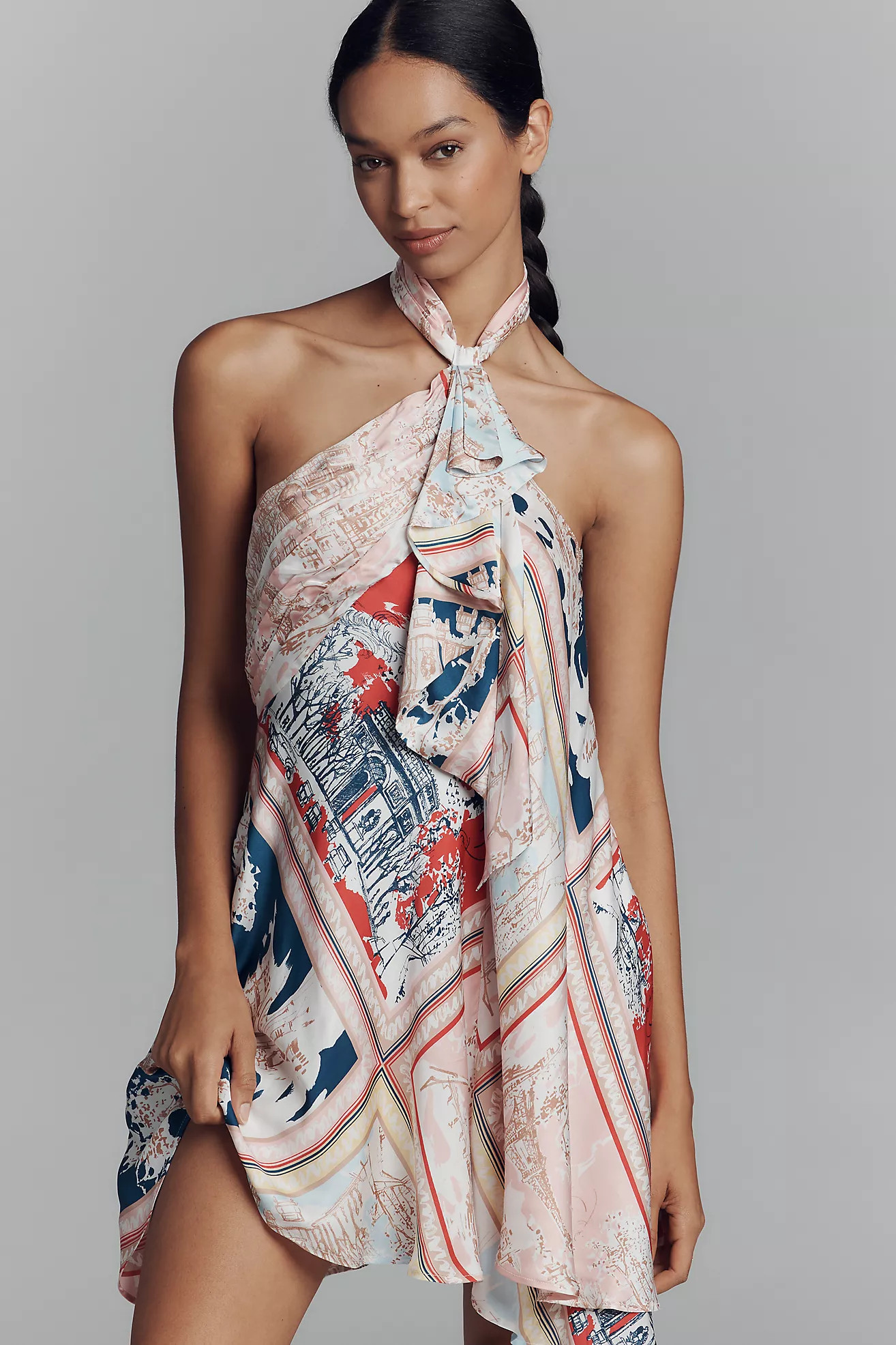 Maeve Halter Scarf Mini Dress | Anthropologie (US)