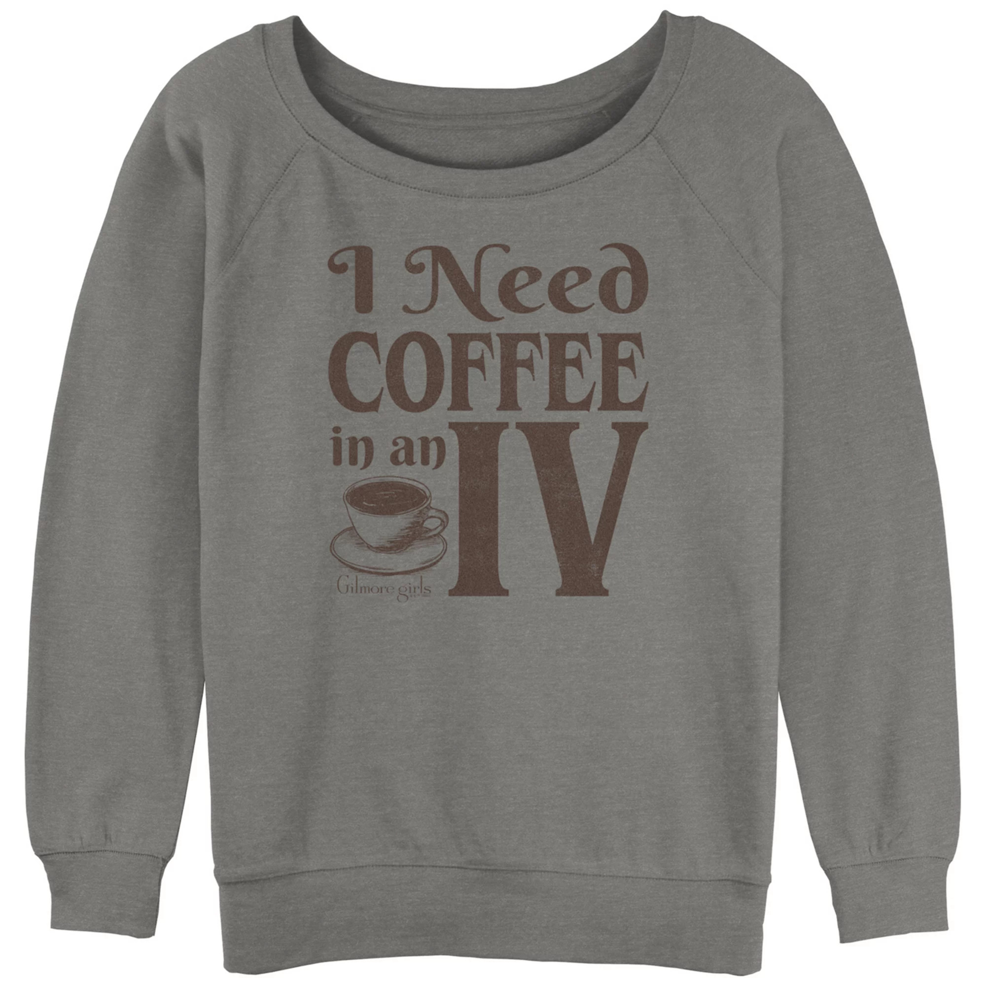 Juniors' Gilmore Girls I Need My Coffee In An IV Slouchy Terry Graphic Pullover | Kohl's