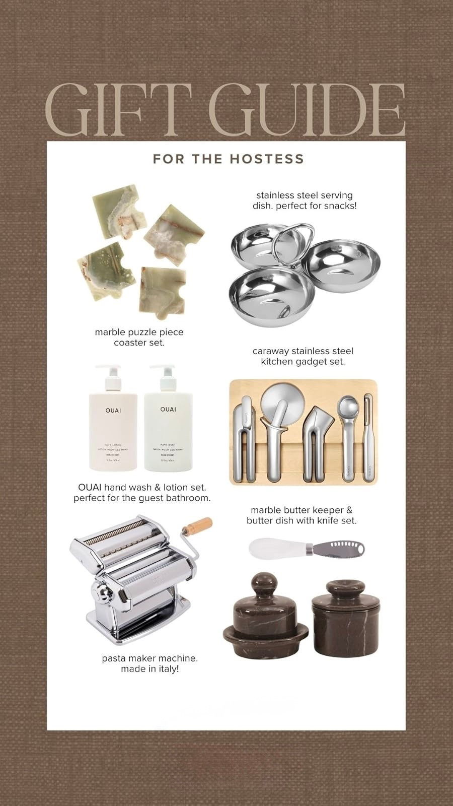 Hostess Gift Ideas ✨ Chic Kitchen + Entertaining Finds She’ll Actually Use 🤎 Elevate hosting with these thoughtful and stylish gift ideas featuring serving dishes, marble accents, kitchen tools, and luxe home essentials. Perfect for dinner parties, housewarming gifts, holidays, or thanking your favorite host, these finds blend function with a high-end aesthetic. Save this for hostess gift ideas, entertaining essentials, and must-have kitchen finds. #hostessgift #entertaining #kitchendecor #giftideas #housewarminggift #amazonfinds #homeinspo #ltkfinds

#LTKfoodie #LTKHome #LTKMothersDay