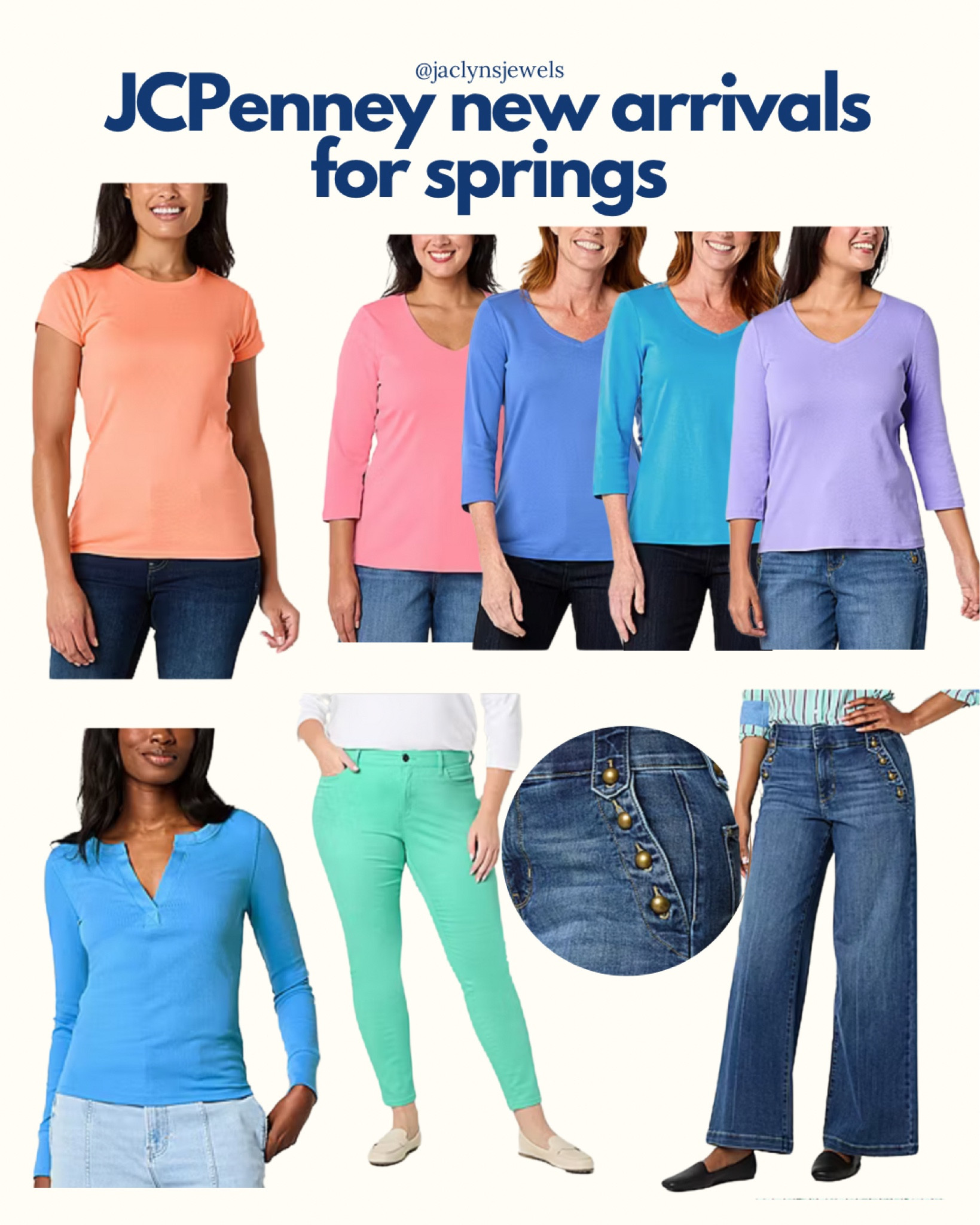 Great basics for light springs - short sleeve tee, 3/4 tees, Henley & some fun pants!

#LTKWorkwear #LTKMidsize #LTKPlusSize