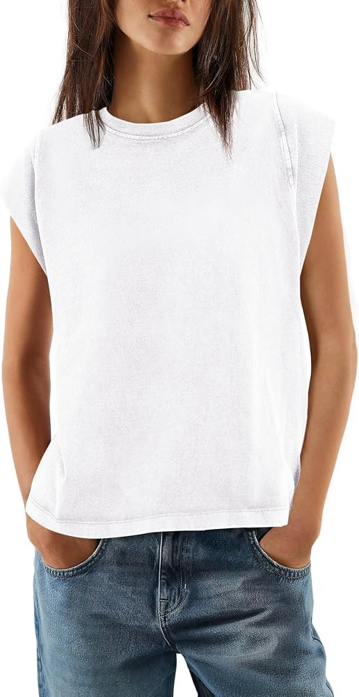 SENSERISE Acid Wash Tshirt Women Vintage Tees Muscle | Amazon (US)