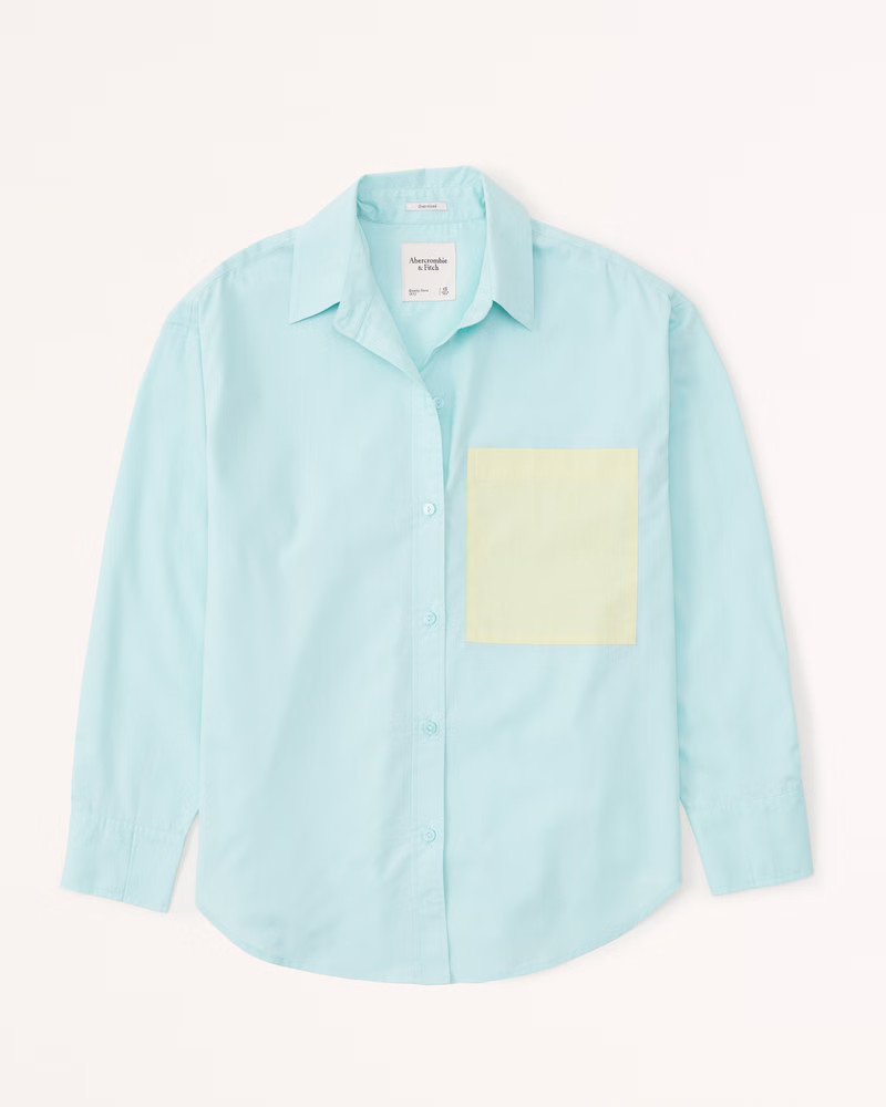 Women's Oversized Poplin Button-Up Shirt | Women's Tops | Abercrombie.com | Abercrombie & Fitch (US)