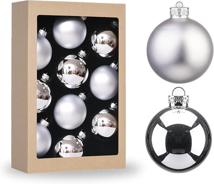 Amooca 2.64'' Christmas Glass Balls Decoration Festival Party Home Decors Holiday Xmas Tree Hangi... | Amazon (US)