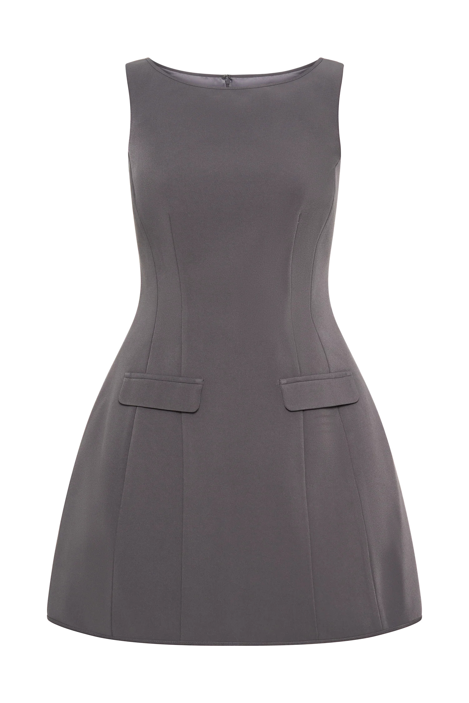 Sleeveless Suiting Mini Dress - Charcoal Grey | MESHKI US