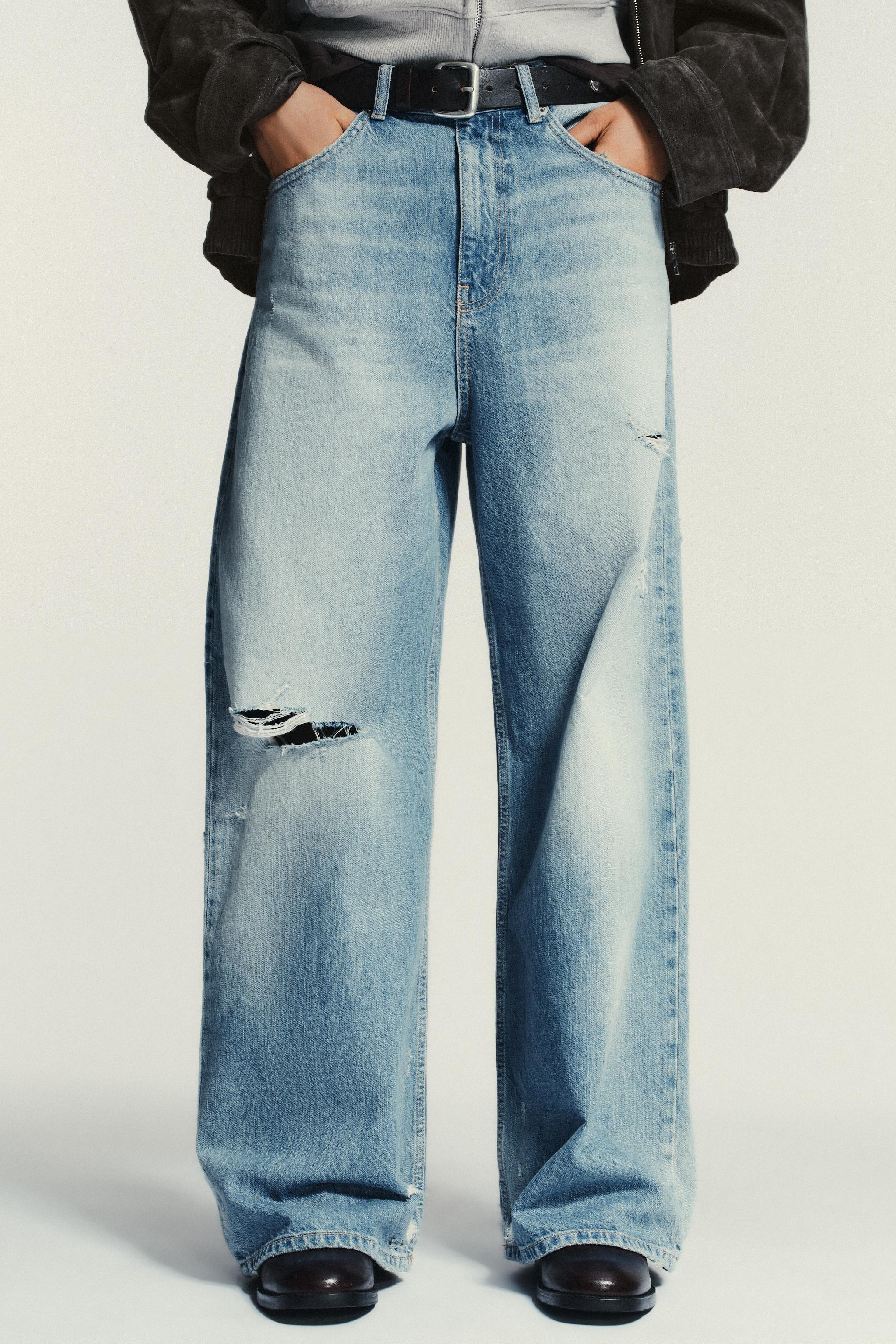 TRF MID-RISE RIPPED BAGGY JEANS | Zara US