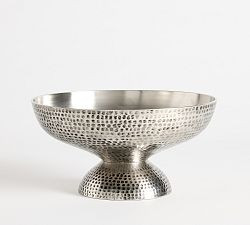 Silver Hammered Pedestal Bowl | Pottery Barn (US)