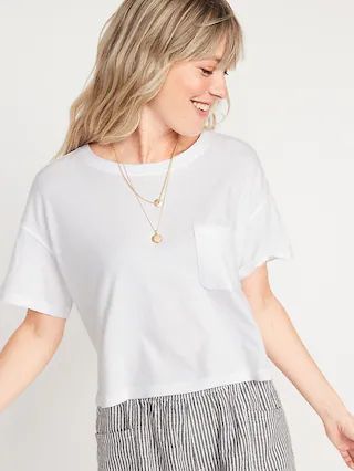 Short-Sleeve Cropped Oversized T-Shirt for Women | Old Navy (US)