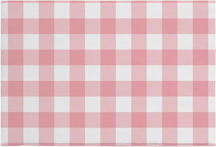 Pink Door Mat, Pink Checkered Front Door Mat, Soft Non-Slip Absorbent Floor Mats, Home Decor Fluf... | Amazon (US)