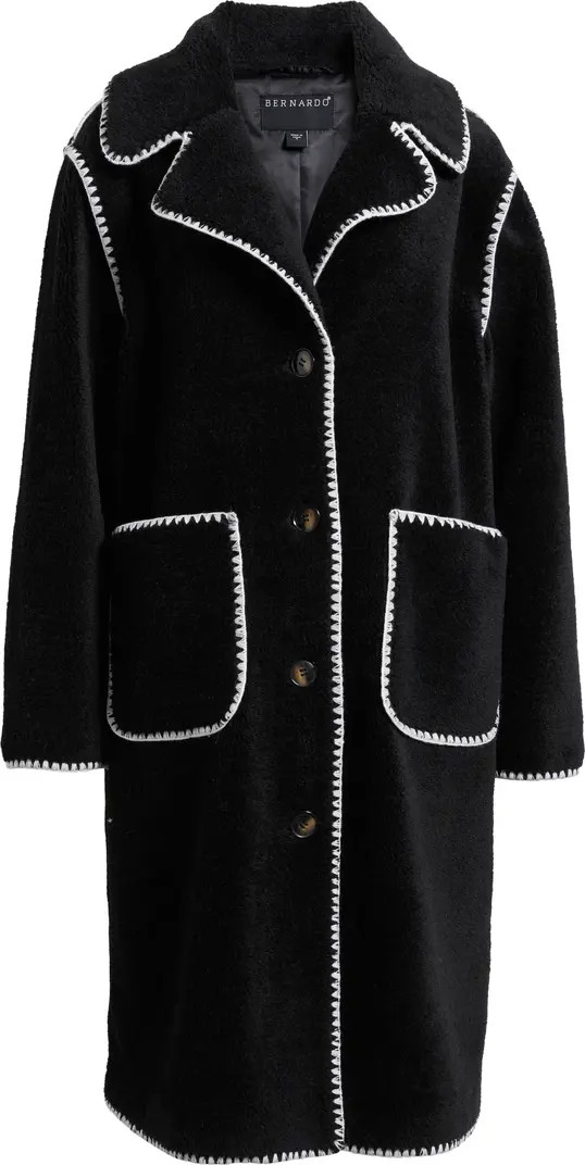 Bernardo Blanket Stitch Fleece Coat | Nordstrom | Nordstrom