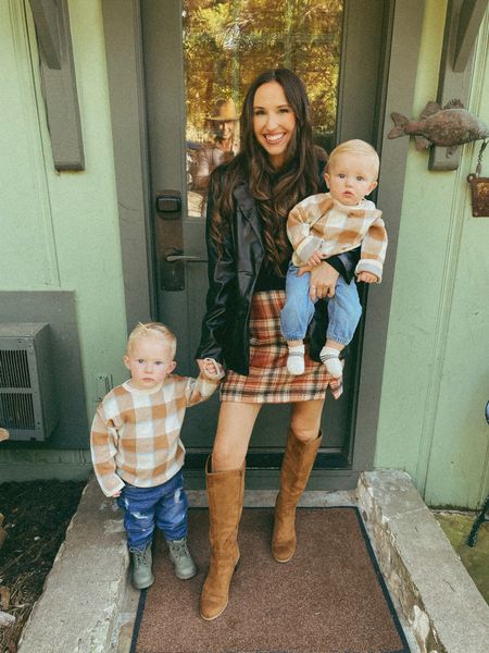 fall family outfits, baby boy fall outfit, matching brother outfit, toddler boy fall outfit, baby boy sweater, baby boy plaid, leather jacket fall outfit, riding boots outfit, mini skirt fall outfit, baby boy ripped jeans 

#LTKSeasonal #LTKkids #LTKfamily